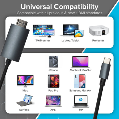 Maplin USB-C to HDMI Cable (Supports 4K Ultra HD @ 60Hz) - Black, 5m