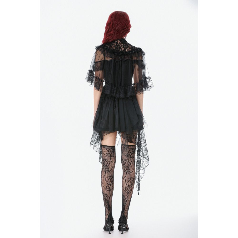 Dark in Love Morwenna Gothic Lace Ruffle Capelet