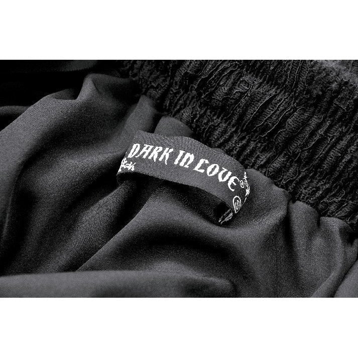 Dark in Love Belladonna Tiered Lace High-Low Goth Skirt in Black