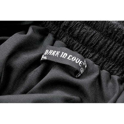 Dark in Love Belladonna Tiered Lace High-Low Goth Skirt in Black