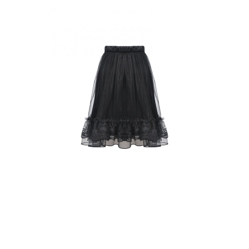 Dark in Love Melisandre Embroidered Velvet Mesh Goth Skirt in Black