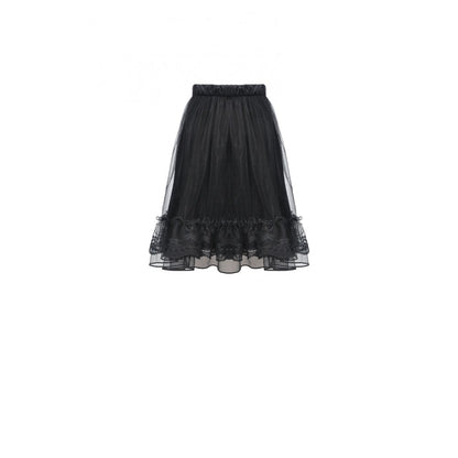 Dark in Love Melisandre Embroidered Velvet Mesh Goth Skirt in Black