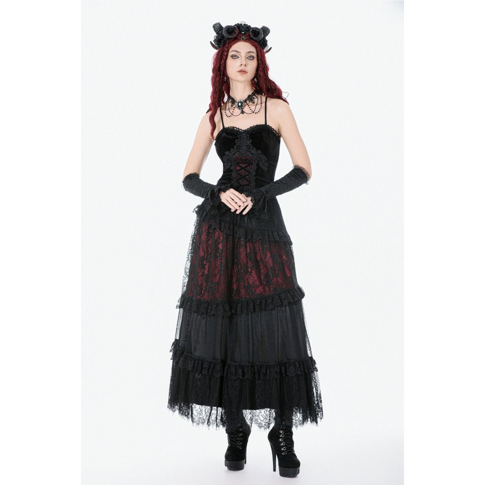 Dark in Love Dark Spliced Lace Maxi Skirt