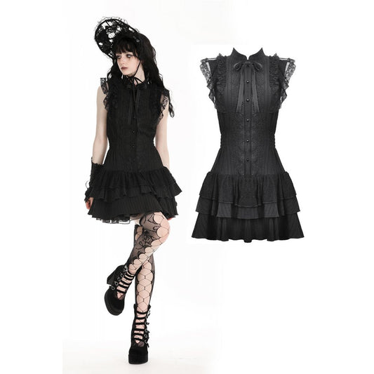 Dark in Love Diya Sleeveless Tiered Goth Dress
