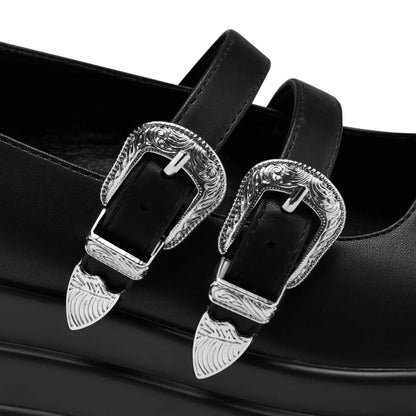 Koi Damona Trident Ornate Buckle Mary Janes  Shoes in Black