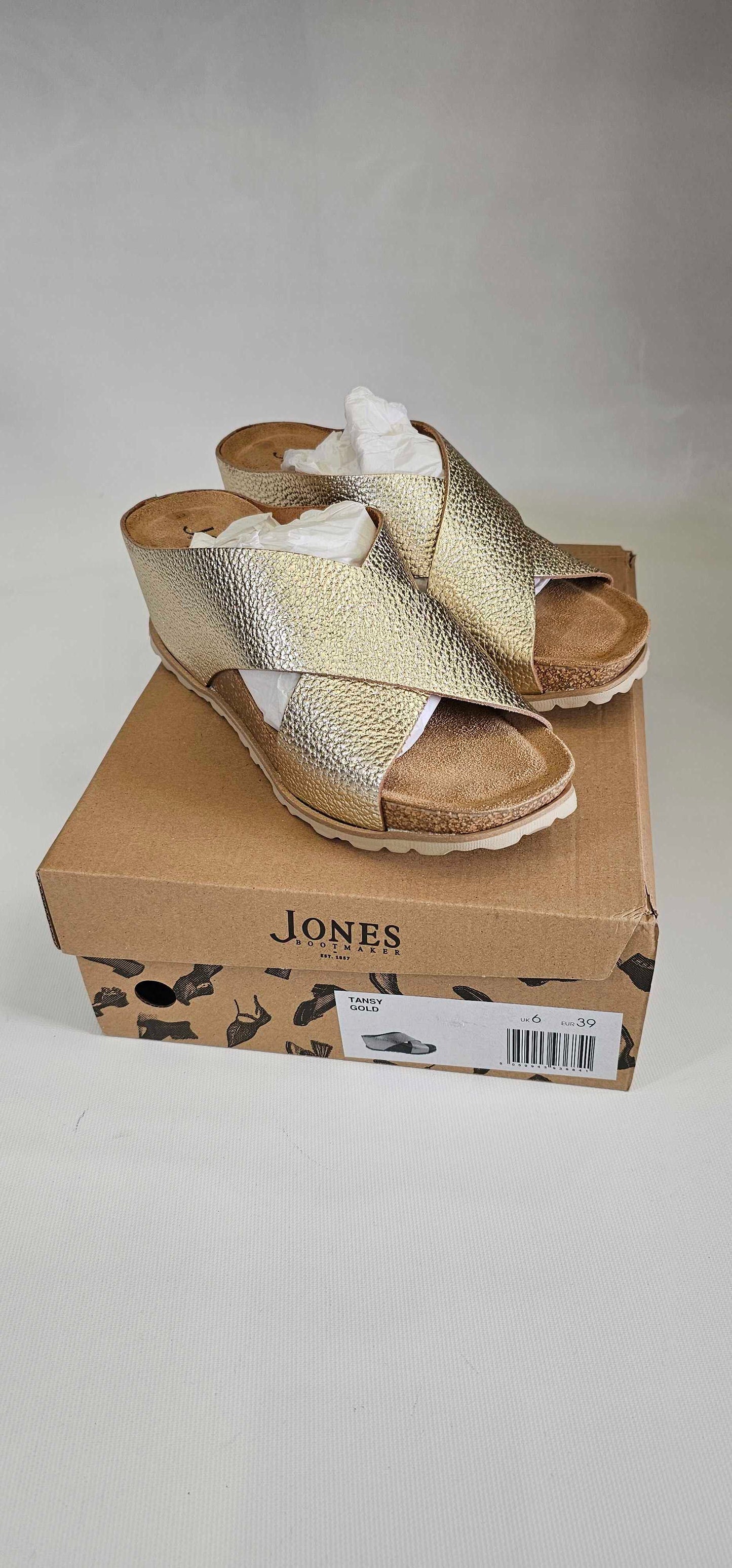 Jones Bootmaker - Gold Tansy Crossover Flat Mules - Brown Size: Uk6