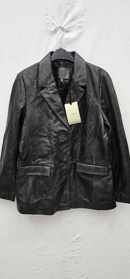 Muubaa - Black Classic Flap Leather Blazer - Black Size: Uk14
