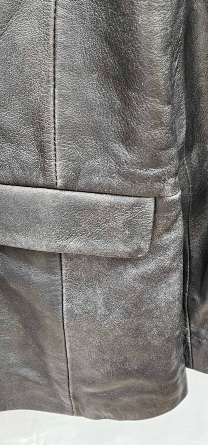 Muubaa - Black Classic Flap Leather Blazer - Black Size: Uk14