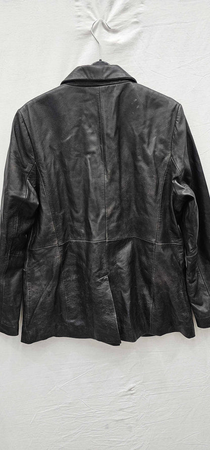 Muubaa - Black Classic Flap Leather Blazer - Black Size: Uk14