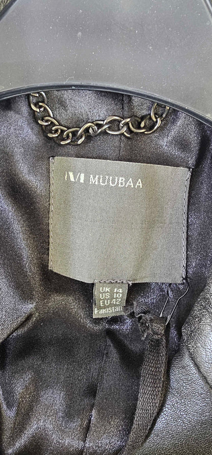 Muubaa - Black Classic Flap Leather Blazer - Black Size: Uk14