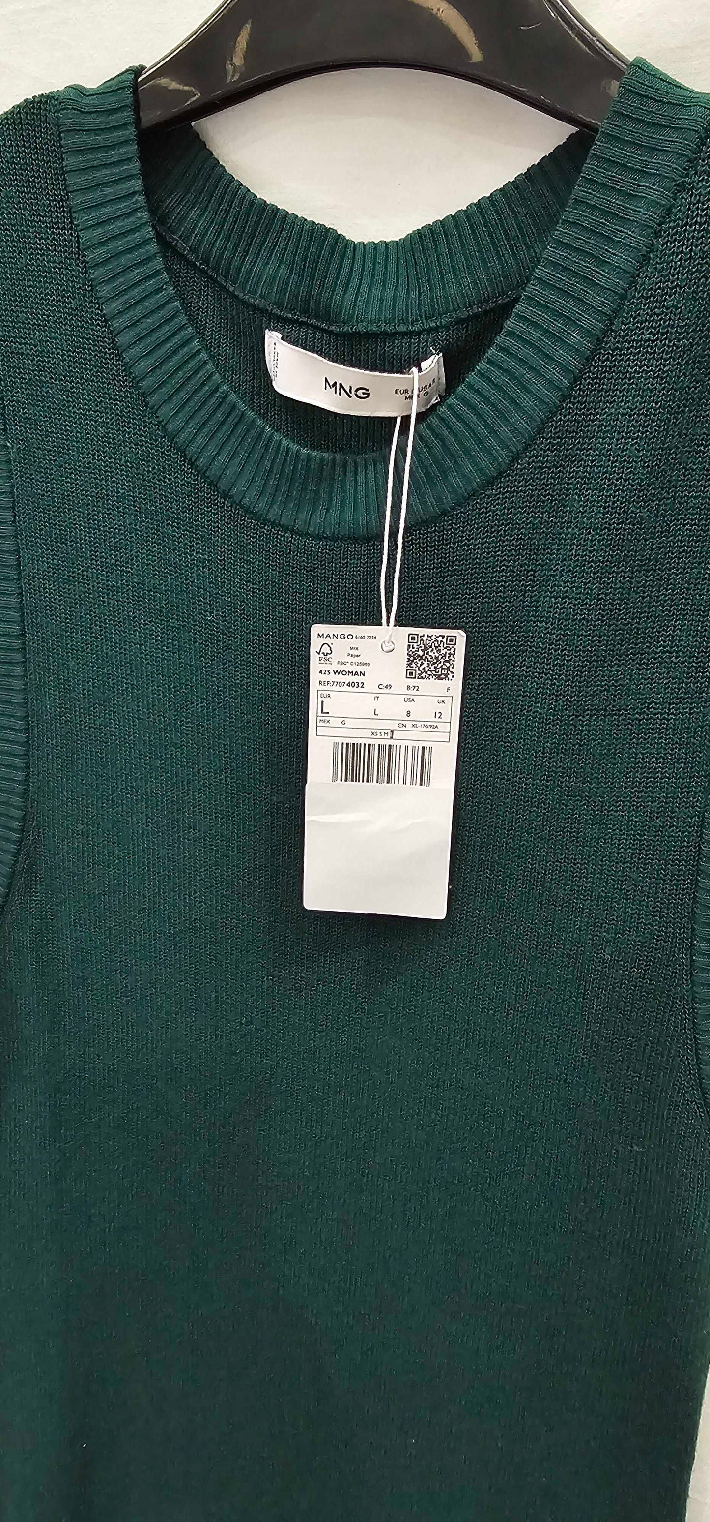 Mango - Hunter Green Knitted Midaxi Dress - Green Size: L