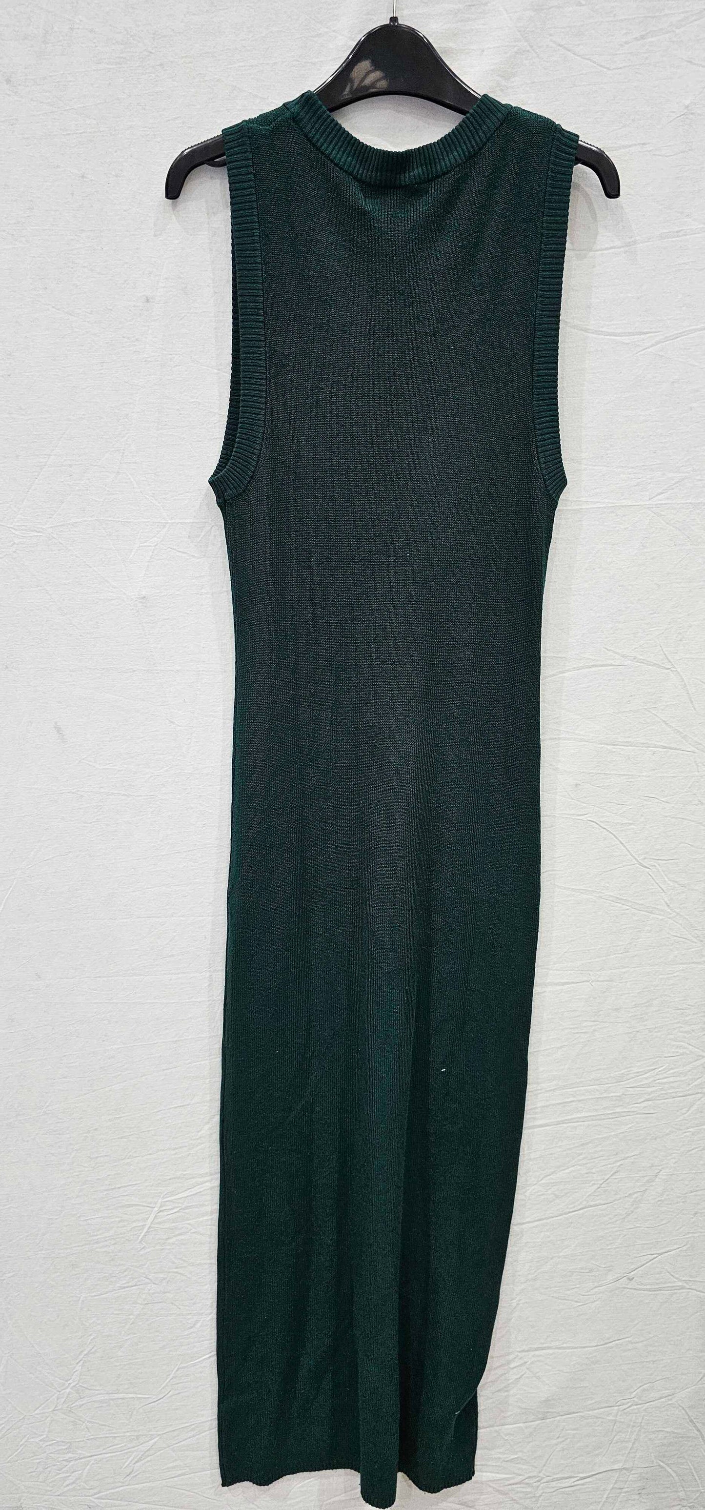 Mango - Hunter Green Knitted Midaxi Dress - Green Size: L