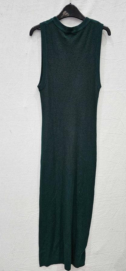 Mango - Hunter Green Knitted Midaxi Dress - Green Size: L