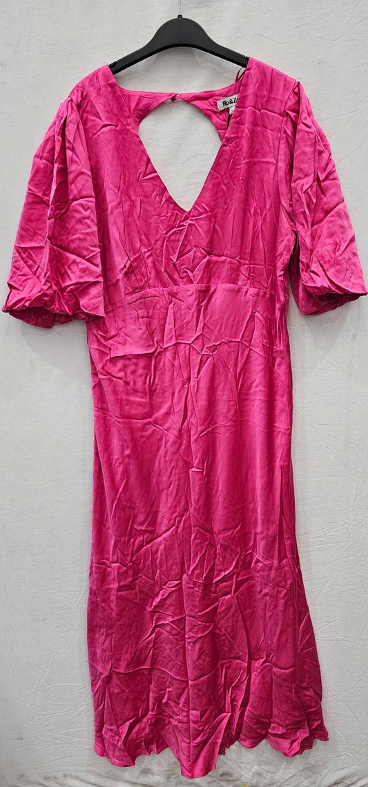 Ro & Zo - Evora Pink Bias Midi Dress - Pink Size: Uk20