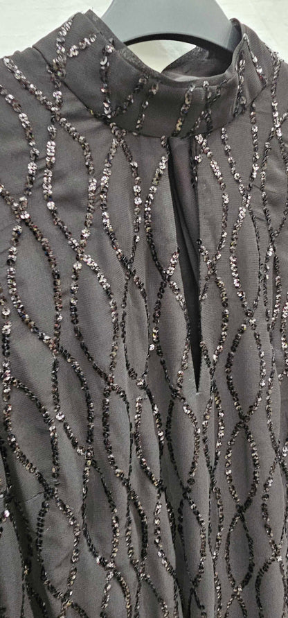 Mint Velvet-28423 Black-12-black-black Sequin Mini Dress-black Size: Uk12