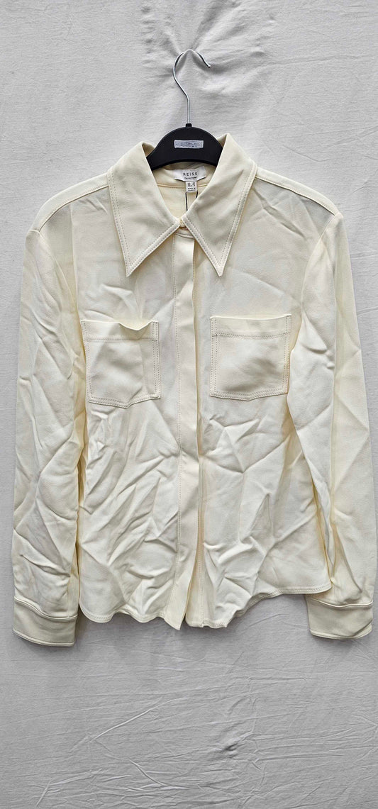 Reiss - White Natalia Fitted Shirt - White Size: Uk10