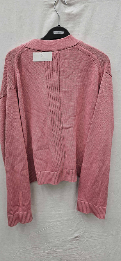 Whistles - Pink Nina Button Front Cotton Cardigan - Pink Size: L