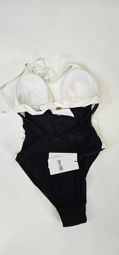 Reiss - Black/white Henrietta Colour Block Swimsuit - Black Size: Uk4