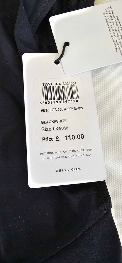 Reiss - Black/white Henrietta Colour Block Swimsuit - Black Size: Uk4