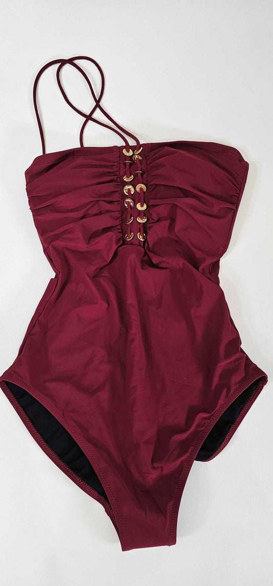 Gottex - Red Golden Touch One Piece Round Neck - Red Size: Uk12