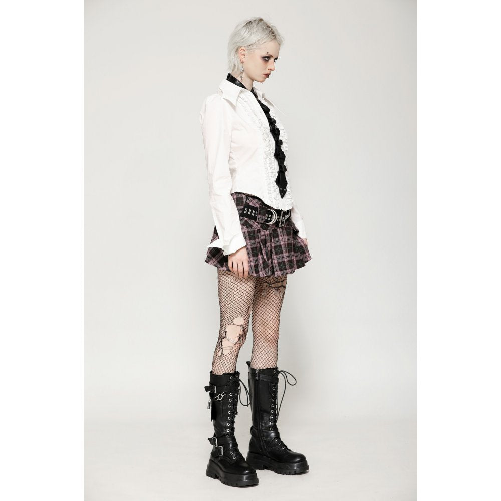 Dark in Love Rowan Punk Pink Plaid Mini Skirt