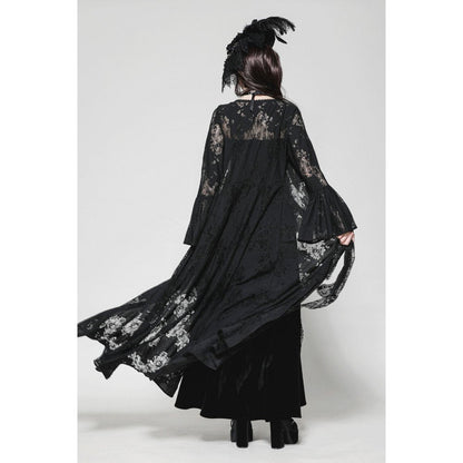 Dark in Love Emersyn Elegant Gothic Lace-Trimmed Long Robe