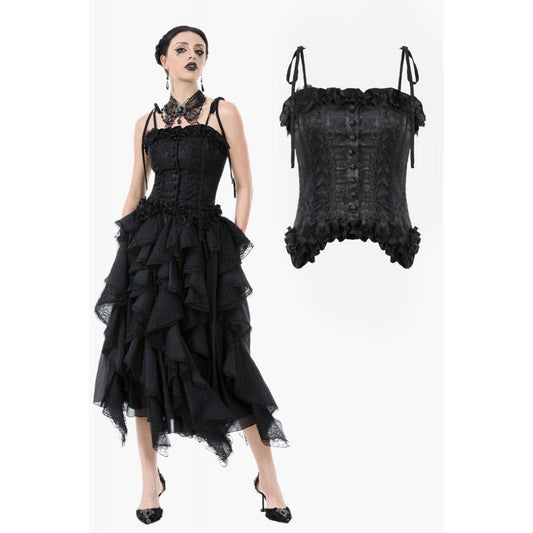 Dark in Love Selene Ruffled Floral Jacquard Corset Top