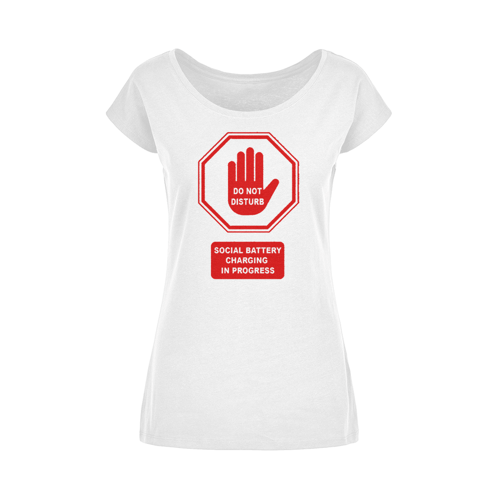 Do Not Disturb - Red Print Wide Neck Womens T-Shirt