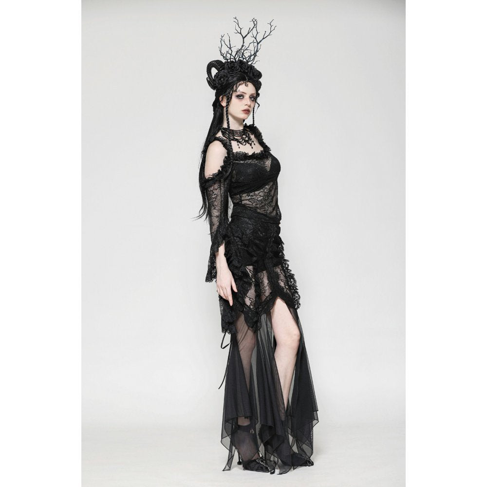 Dark in Love Nevaeh Gothic Lace and Mesh Mermaid Skirt
