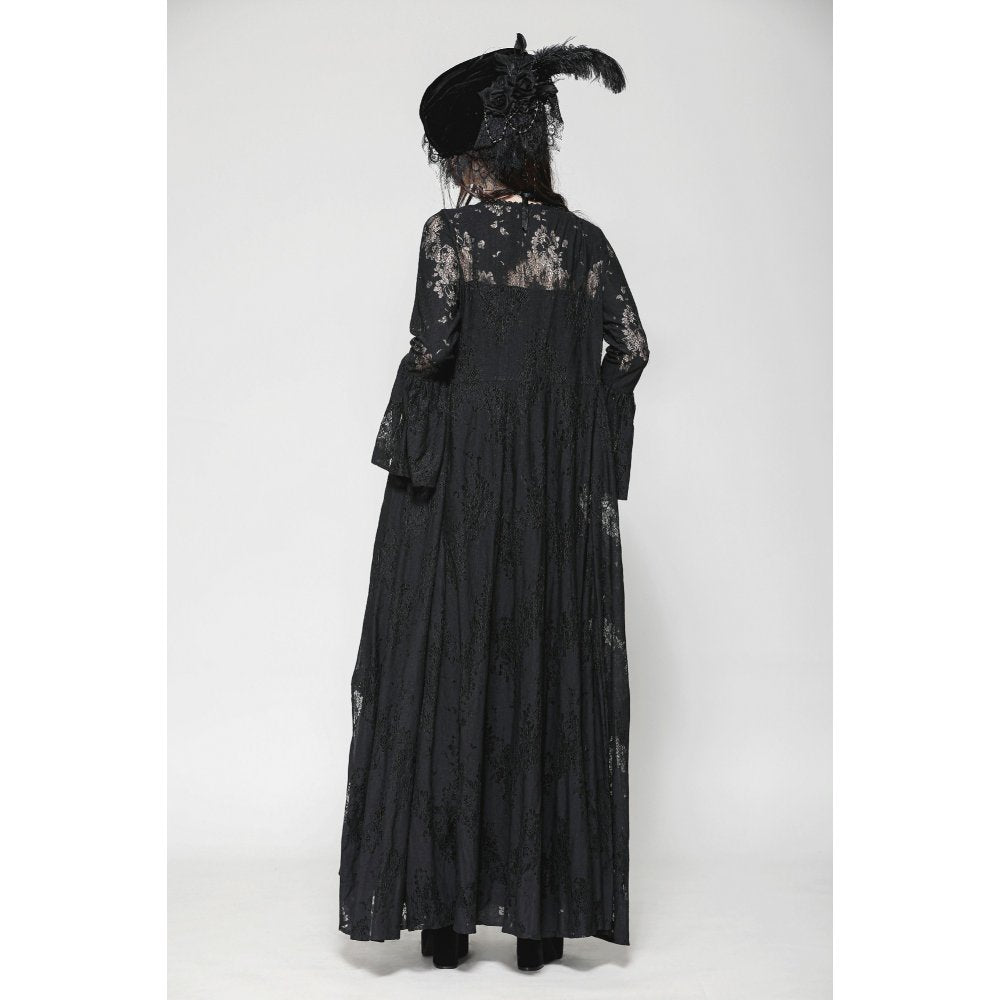 Dark in Love Emersyn Elegant Gothic Lace-Trimmed Long Robe