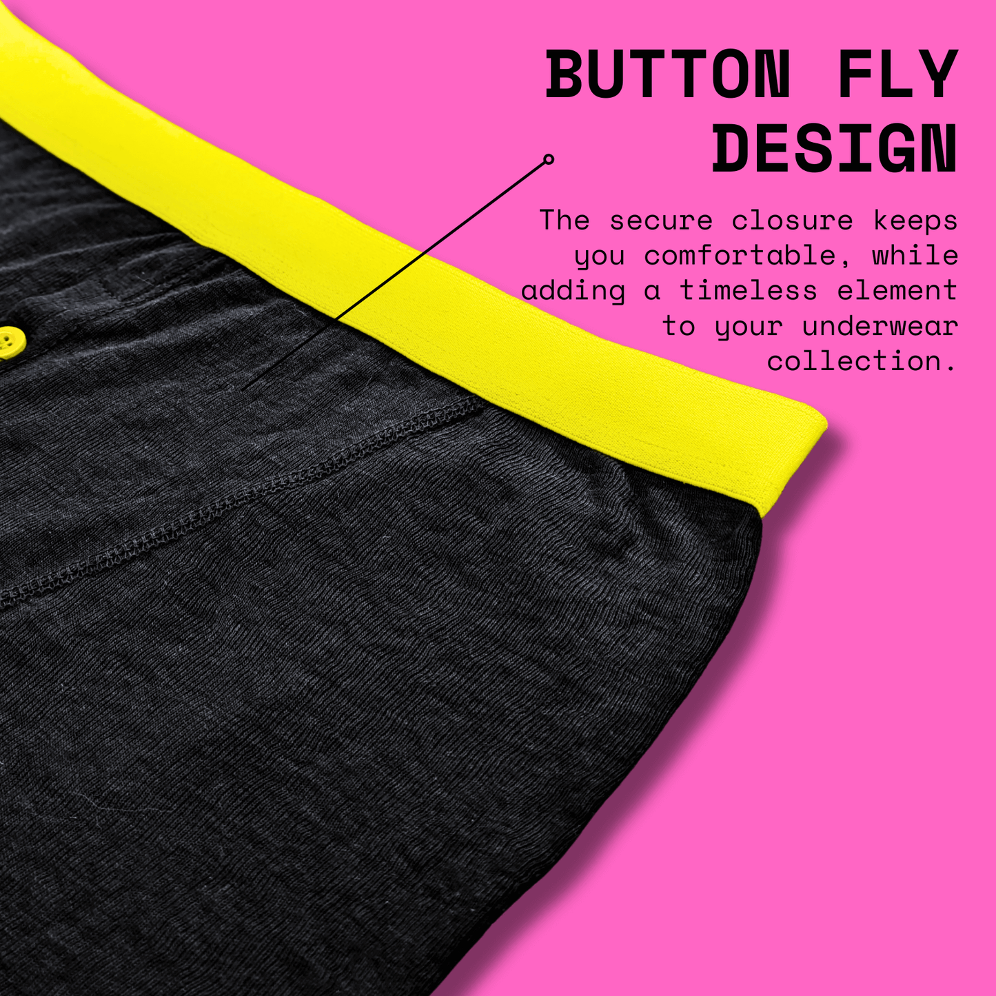 6 Pack Classic Menswear Black Cotton Blend Boxer Shorts Breathable Activewear Comfortable Stretch Colourful Waistband Durable Lightweight Button Fly Underwear MB08 by Sock Stack