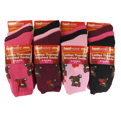 12 Pack Womens Thermal Winter Socks Extra Warm for Cold Weather High Insulation with 2.3 Tog Rating Perfect for Work Boots and Outdoor Activities by Heatwave Thermalwear