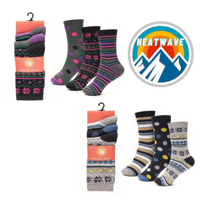12 Pack Womens Thermal Winter Socks Extra Warm for Cold Weather High Insulation with 2.3 Tog Rating Perfect for Work Boots and Outdoor Activities by Heatwave Thermalwear