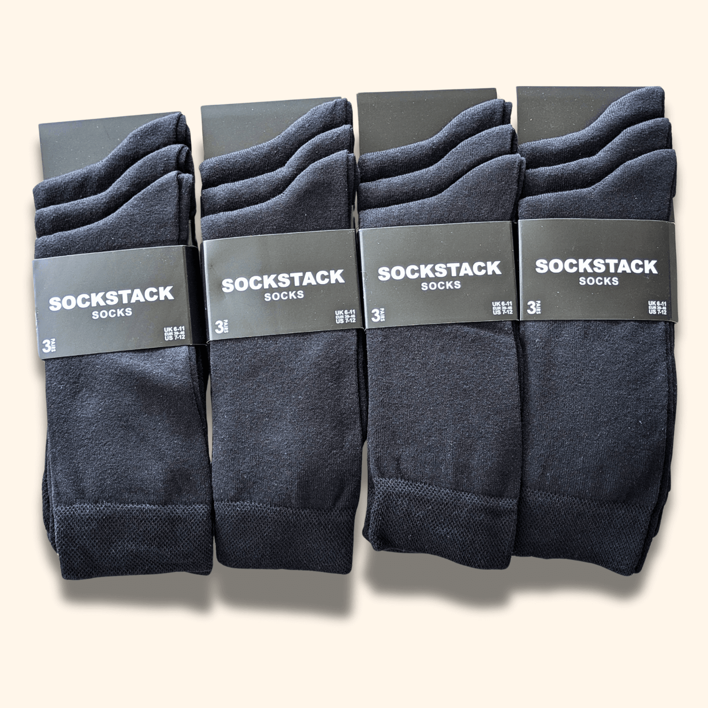 12 Pairs Men's Soft Cotton Colourful Heel Toe Black Argyle Diamond Easycare Comfortable Shoe Socks Flat Toe Seam Durable Work School Business Wear UK 6-11 by Sock Stack