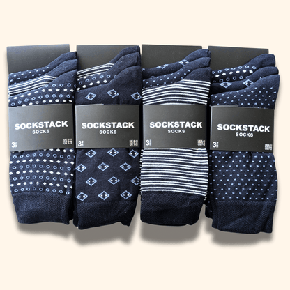 12 Pairs Men's Soft Cotton Colourful Heel Toe Black Argyle Diamond Easycare Comfortable Shoe Socks Flat Toe Seam Durable Work School Business Wear UK 6-11 by Sock Stack