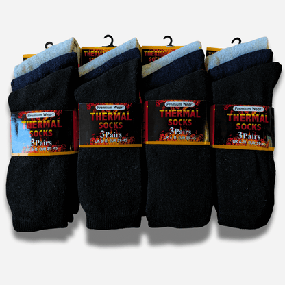 12 Pairs Mens Black Thermal Socks Warm Work Boot Socks Superior Insulation Cold Weather Double Brushed Advanced Knitting Technology Extra Warmth by Heatwave Thermalwear