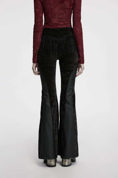 Punk Rave Morrigan Wasteland Tassel Flare Goth Trousers In Black