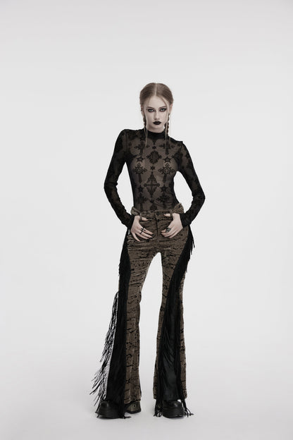 Punk Rave Ravena Cross Flocking Mesh Top