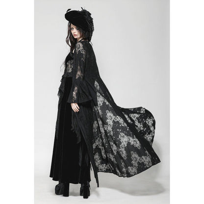 Dark in Love Emersyn Elegant Gothic Lace-Trimmed Long Robe