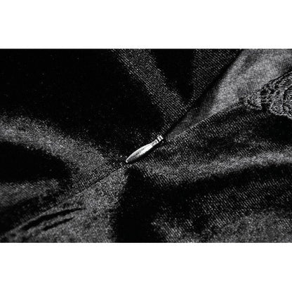 Dark in Love Nocturne Ruffled Velvet Lace Goth Dress in Black