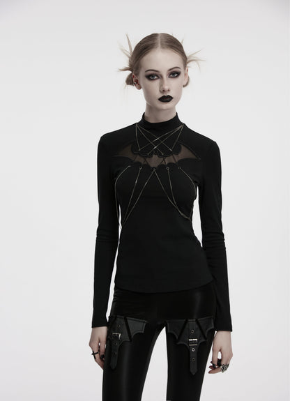 Punk Rave Morrigan Bat Chain Goth Top In Black