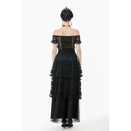 Dark in Love Ophelia Lace Off-Shoulder Gothic Top in Black