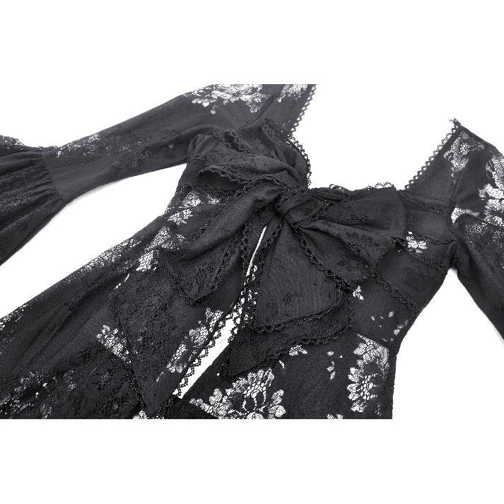Dark in Love Emersyn Elegant Gothic Lace-Trimmed Long Robe