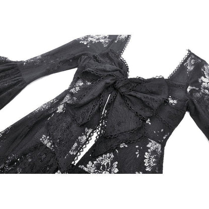 Dark in Love Emersyn Elegant Gothic Lace-Trimmed Long Robe