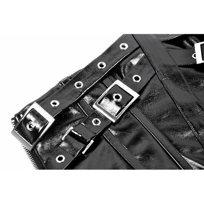 Dark in Lia Punk Love Patent Leather Waist Corset with Metal Accents