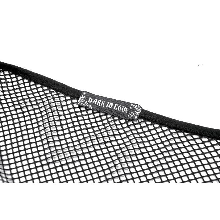 Dark in Love Lyra Fishnet Off-Shoulder Gothic Mesh Top