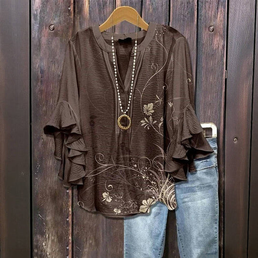 Vintage Floral Print Blouse