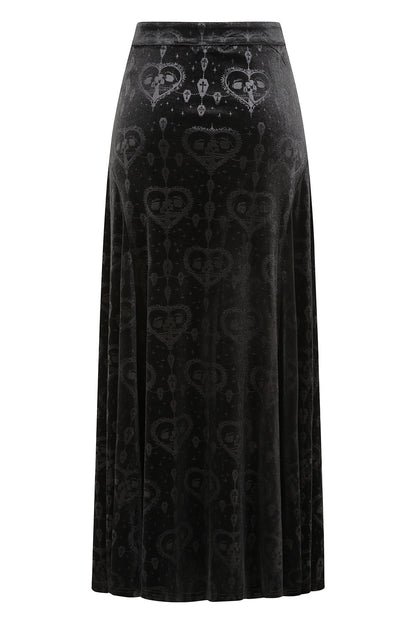 Banned Trivia Goth Velvet Skirt in Black