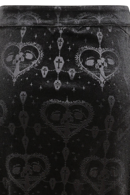 Banned Trivia Goth Velvet Skirt in Black