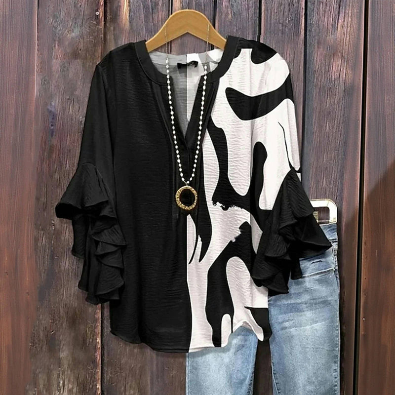 Casual Blouse With Colour blocks